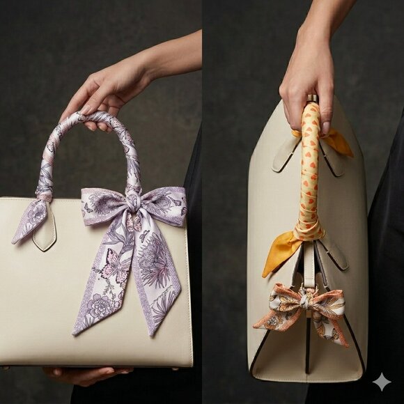 Accessories - NEW Twilly Orange Beige Yellow 33.5x2 inches & Pink Lavender Gray 38x2.25 inches